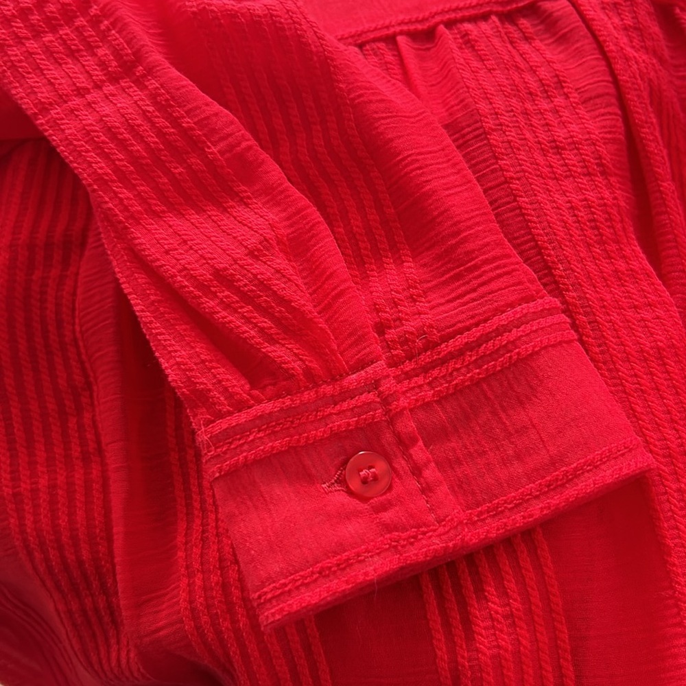 NWT Liverpool Los Angeles Women’s Red Long-Sleeve Collared Blouse S - Picture 10 of 10